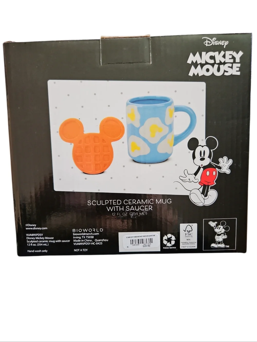 Disney Mickey Mouse Sculpted Ceramic Mug with Saucer 12oz Breakfast Set - Picture 3 of 3
